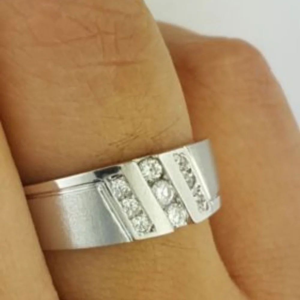 14k Solid White Gold Men's Wedding Band Ring